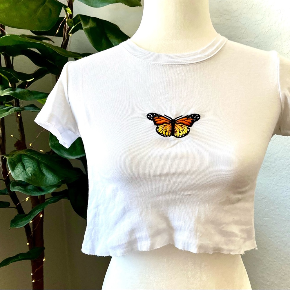 Butterfly white crop top